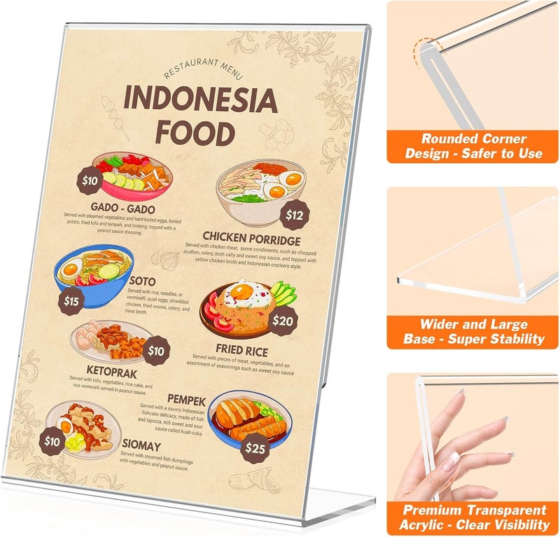 Dooiclear 3 Pack Acrylic Sign Holder 8.5x11 Inches, Clear Display Holder, L-Shape Vertical Menu Holder Stand, Flyer Display Stand, Table Paper Holder, Plastic Sign Display Stand for Restaurants, Store, Office - Image 4